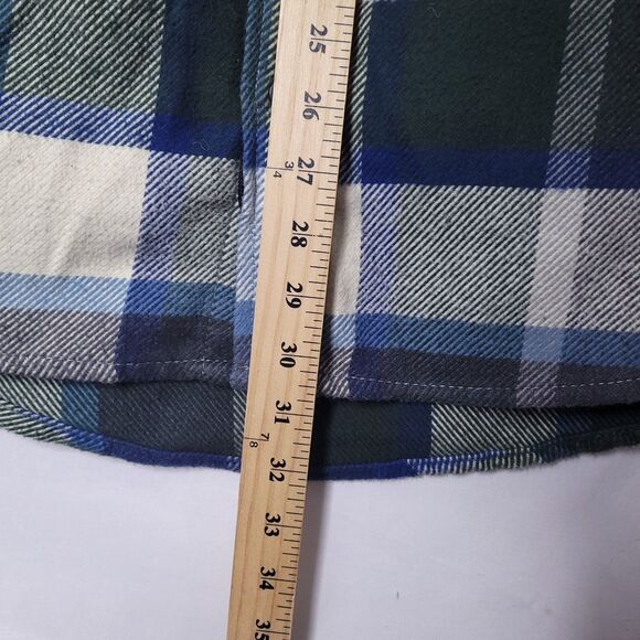 Orvis Flannel Shirt Mens Medium Plaid Green, Blue, White Heavyweight - Picture 7 of 13